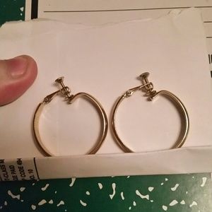Vintage Gold Clip On Costume Hoop Earrings